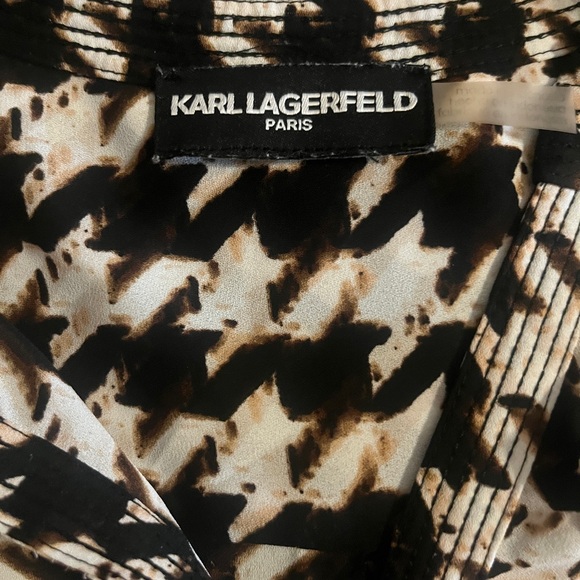 Karl Lagerfeld Tops - Karl Lagerfeld Black and Brown Patterned Top